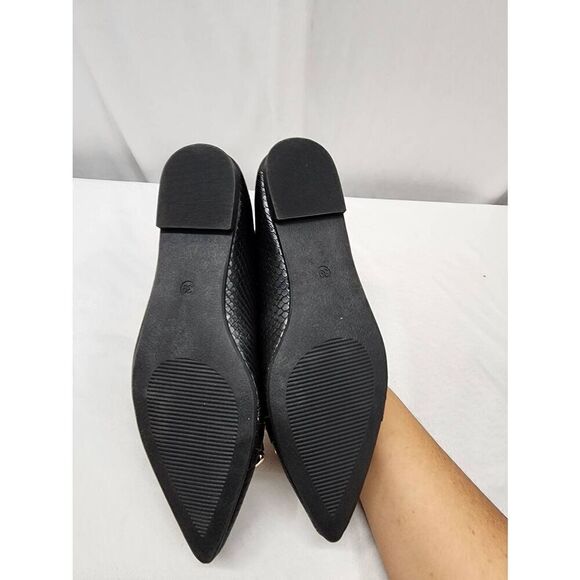 Women's Size 8.5 Ballet Flat Shoes Pointed Toe Slip On Snake Skin Embossed Vegan - Picture 7 of 8
